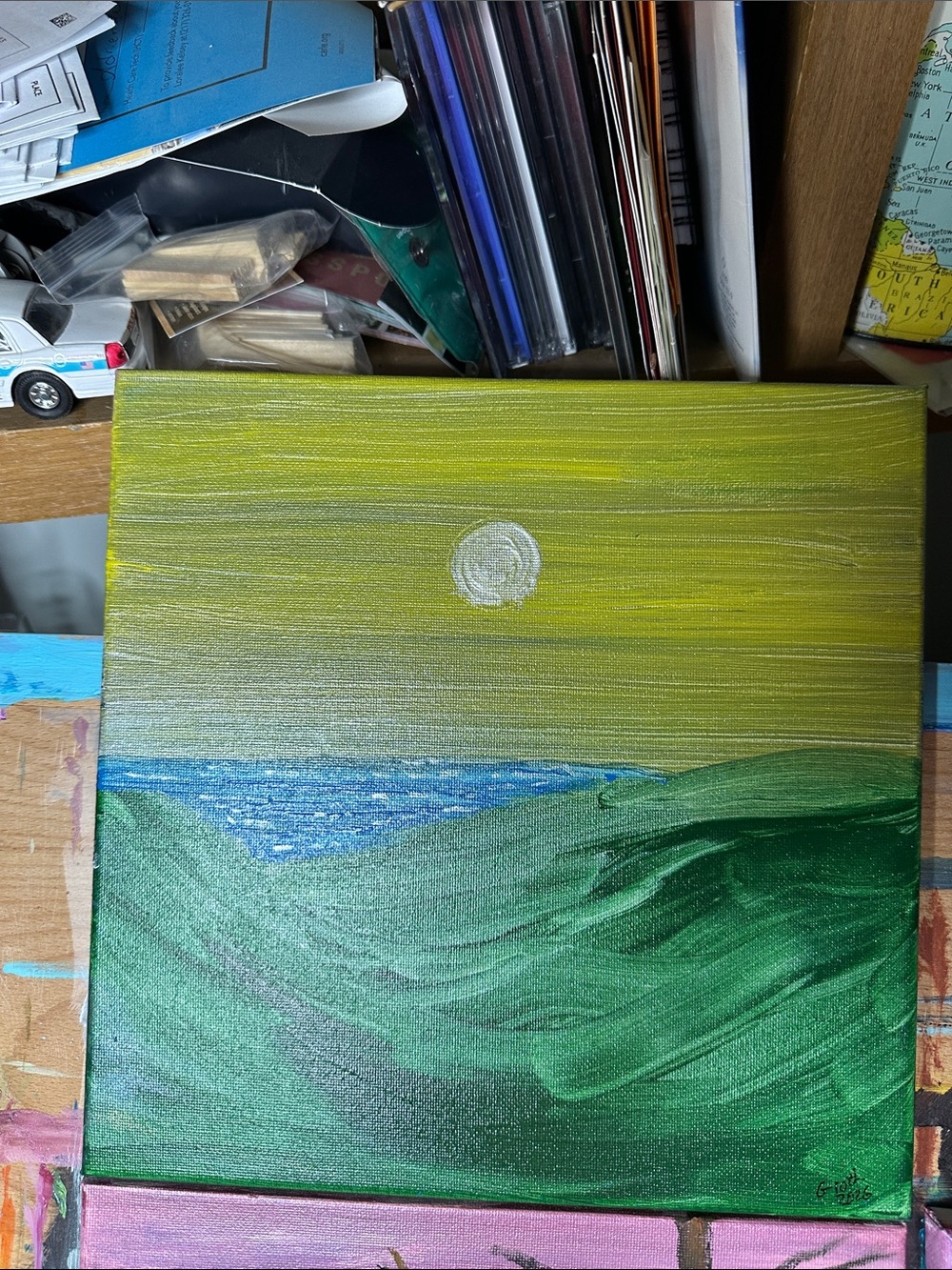 Green & Yellow Seascape Canvas Art by